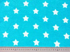 weicher Sweat Frottee Sterne 3,3 cm, wei� t�rkis