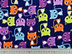 Feincord Katzen Robert Kaufman, dunkelblau