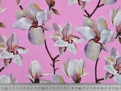 Blusenstoff Digitaldruck Magnolien, rosa