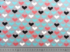 French Terry bunte Herzen, grau