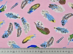 Blusenstoff Baumwollviskose Federn, rosa