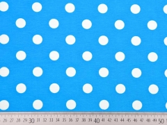 Jersey Punkte 1,4 cm, wei� auf t�rkis