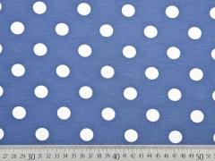 Jersey Punkte 1,4 cm, wei� auf jeansblau