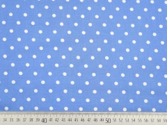 Restst�ck 186cm Viskose Punkte 8 mm, wei� auf bleu