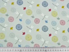 RESTST�CK 19 cm Sweatstoff French Terry Libellen & Blumen, helles mint