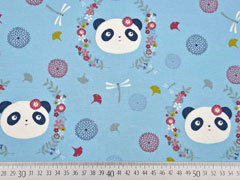 French Terry Pandas & Libellen, hellblau