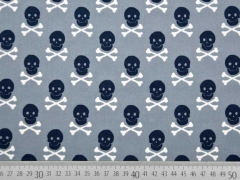 Baumwollstoff Totenk�pfe & Knochen, grau