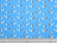 Baumwollstoff Anker, hellblau