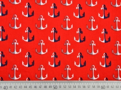 Baumwollstoff Anker, rot