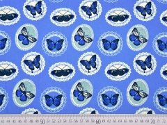 BW Ornamente & Schmetterlinge, blau