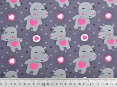 RESTST�CK 88 CM Jersey Nilpferd Hippo Girl, rosa grau
