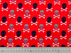 Baumwollstoff Totenk�pfe & Knochen, rot