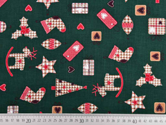 Baumwollstoff Christbaumschmuck, tannengr�n
