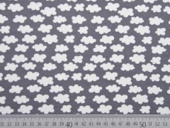 Restst�ck 79cm Jersey Wolken, dunkelgrau
