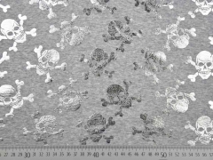 RESTST�CK 36 cm Alpenfleece  Glitzer Totenk�pfe, silber grau