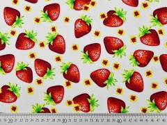 Baumwollstoff Erdbeeren, rot wei�