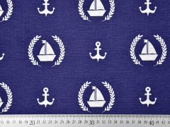 Dekostoff Anker & Boote, helltaupe marineblau