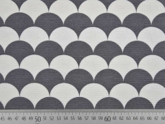 Dekostoff F�chermuster, grau weiss