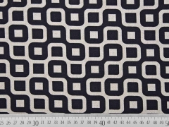 Leinenlook Dekostoff Labyrinth, schwarz natur