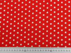 Baumwollstoff Sterne 1 cm, silber auf rot