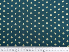 Baumwollstoff Sterne 1 cm, gold auf tannengr�n