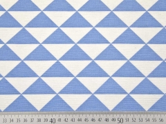 Dekostoff Dreiecke, jeansblau weiss