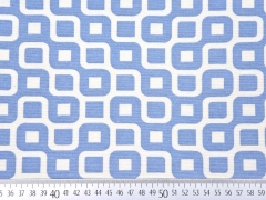 Dekostoff Labyrinth, wei�/jeansblau