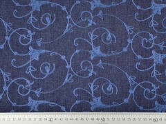 Jeansstoff bestickt Kelchblumen, dunkelblau