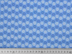 Baumwollstoff Blumenr�dchen, jeansblau blau