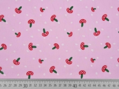 Baumwollstoff Batist Pilze Punkte, rosa