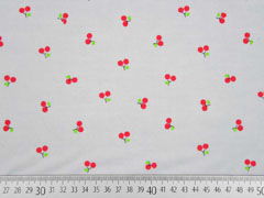 Baumwollstoff Batist Kirschen, hellgrau