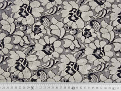 Spitze Blumen Meterware, schwarz ecrue