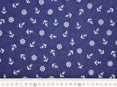 Stretchjeansstoff Anker Steuerrad, dunkles jeansblau