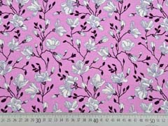 Viskosejersey Blumen und Ranken, rosa