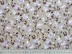 Viskosejersey Blumen und Ranken, taupe