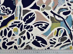 RESTST�CK 129 CM Viskosejersey Retroblumen, beige senfgelb