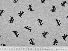 Viskosejersey Schleifen, schwarz grau melange