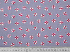 Baumwollstoff Rettungsringe, rot wei� auf grau