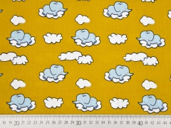 Baumwolle Elefanten Wolken, ocker