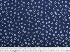 Baumwollstoff kleine Sterne als Kontur, wei� dunkelblau