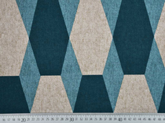 Dekostoff Leinenlook Sechseck, petrol mint