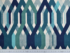 Dekostoff Leinenlook Linien Rauten �hnlich, petrol mint