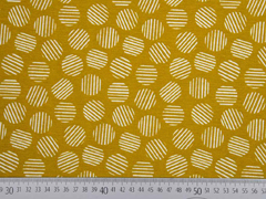 Dekostoff gestreifte Kreise, ocker