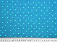 Jersey Punkte 5 mm , mint auf petrol