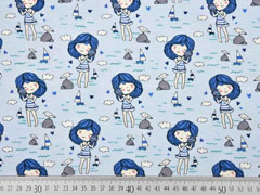 Jersey Strandm�dchen maritim, hellblau blau