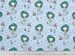 Jersey Strandm�dchen maritim, hellblau mint