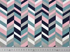 Dekostoff grafisches Muster, rosa mint navy