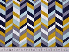 Dekostoff grafisches Muster ocker mint navy