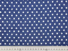 Steppstoff Jeans wattiert Sterne, jeansblau