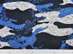 Strickstoff Camouflage angeraut, blau